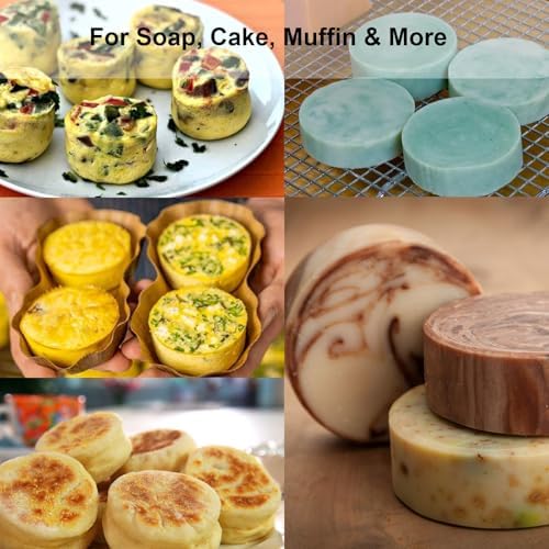 Nalchios 2 Pack Round Silicone Soap Molds, 3 Inch 6 Cavities Homemade Craft Silicone Molds BPA-Free, Heat Resistant, Easy Release & Clean, Home Kitchen Baking Pan for Cake, Muffin, Jelly Bakeware