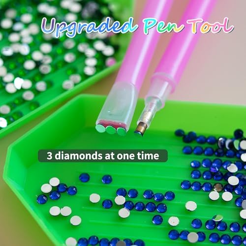 SWATOM 15 PCS Diamond Art Painting Tools 5D Diamonds Art Accessories with Drill Pen & Tray DIY Supplies Kit for Kids Adults (5 Diamond Painting Tool Sets)