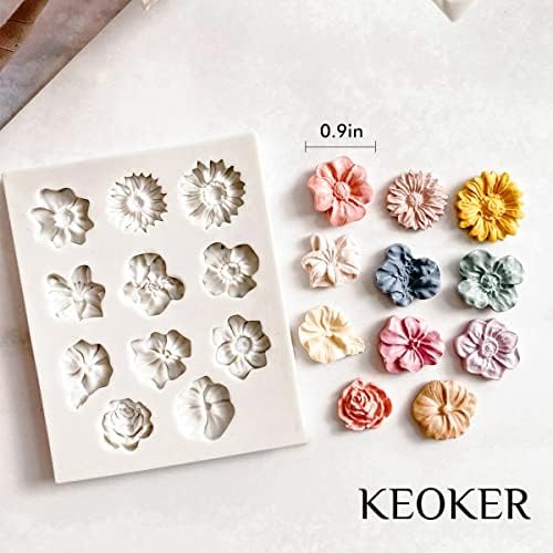 KEOKER Flower Polymer Clay Molds - 1 Pcs for Jewelry Making, Polymer Clay Molds for Earrings Decoration (Medium Flower)