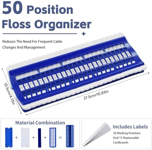 50 Position Embroidery Floss Organizer Thread Organizers with 15P Card