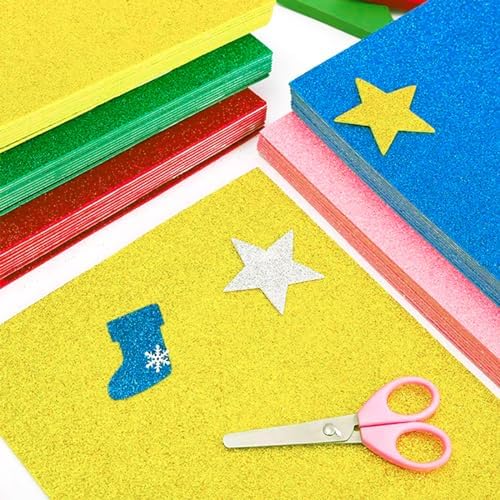 10 Sheets Glitter Cardstock Paper Self-adhesive Backs 30 X 20cm A4 Paper for Easter Father's Day Decor Table Decorations, DIY Crafts Card Scrapbook (Yellow)