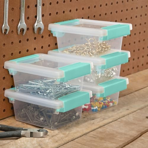Sterilite Mini Clip Box, Clear Storage Bin with Latching Lid, 6 Pack | Storage Containers with Latching Lids for Writing, Arts or Crafts Supplies - Home, Office, Classroom & Workshop Organization