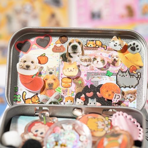 Dog Sticker Book with Meme Stickers 30 Pages Over 800 Die Cut Stickers with 3 Coating Types for Scrapbook Journal and Planner Sticker Album with Premium Art Paper and Cute Design