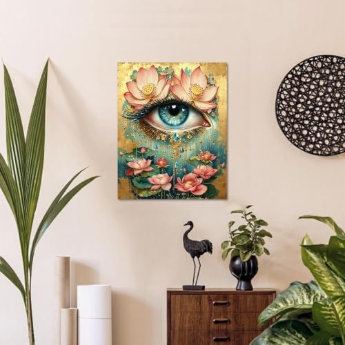 WULINHUAFA Eye Paint by Numbers Adults Beginner 16x20 Inch | Adult Paint by Number Kits Eye and Lotus, DIY Acrylic Oil Easy Painting by Numbers for Gifts Home Wall Decor Without Frame