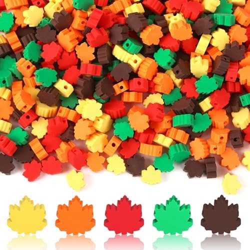 300Pcs Fall Maple Leaf Polymer Clay Beads for Jewelry Making