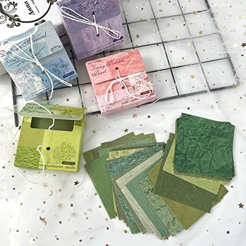FMOACEN 400 PCS Vintage Scrapbook Paper - Multi-colored (Pink, Gray, Blue, Green) - 3.15 x 3.15 Inch Square Glossy Paper - Decorative Paper Supplies for Scrapbooking, Crafts