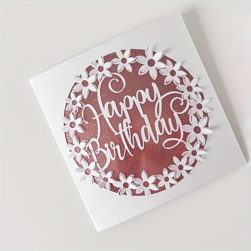 Lapoo Words Cutting Die for Scrapbooking - Durable, Cut Stencils for DIY Scrapbook Photo Album Decorative Paper Card, Card Making Supplies Party Wedding Decorations (Happy Birthday 4.1 x 4 in)