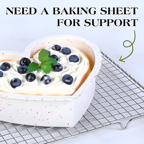 6 Inch Silicone Heart Shaped Cake Pans, Set of 3, Cream