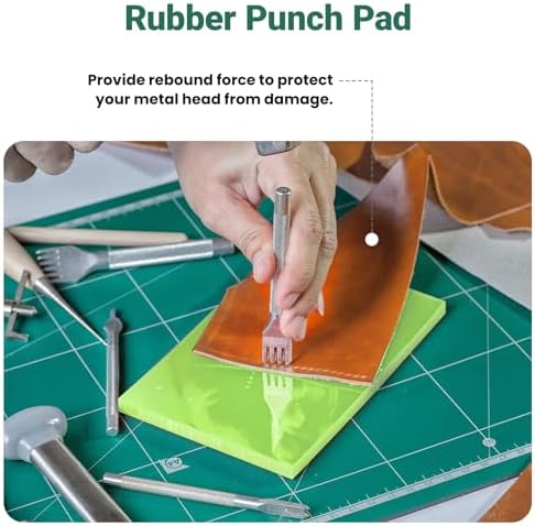 4 Pcs Leather Punch Pads, A4 Self Healing Cutting Mat, Sound Absorbing Pad and Leather Cutting Mat, Cutting Hole Punch Stamping Tool for Leathers Working DIY Crafts