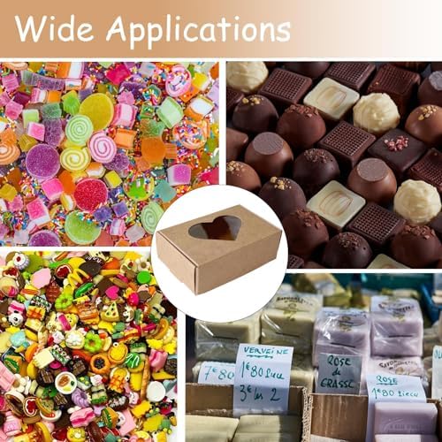BZIDII 36Pcs Soap Boxes for Homemade Soap and 40pcs Shrink Bags,3.54 X 2.36 X 1.18 Inch Soap Boxes with Window,Bar Soap Packaging Kraft Box Supplies（Brown）