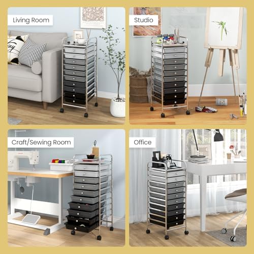 COSTWAY 10-Drawer Rolling Storage Cart, Utility Mobile Trolley