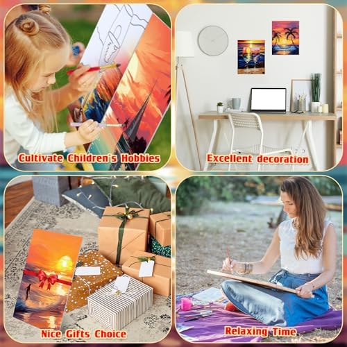Tinlade 12 Pcs Pre Drawn Canvas for Painting Stretched,Sea Sunset
