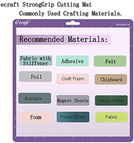 Ecraft 12x12 Cutting Mat 5-Pack for Silhouette Cameo 5/4/3/2/1, Variety Grip (StrongGrip, StandardGrip, LightGrip), Gridded Non-Slip Replacement Mats for Crafts, Quilting & Sewing