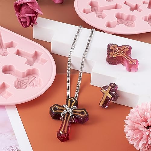 Craftdady Silicone Soap Mold 10 Cavities Cross Shaped Moulds Trays, 2 Pack for Handmade Craft Biscuit Candy Chocolate Fondant Cake UV Resin Epoxy Resin Jewelry Making