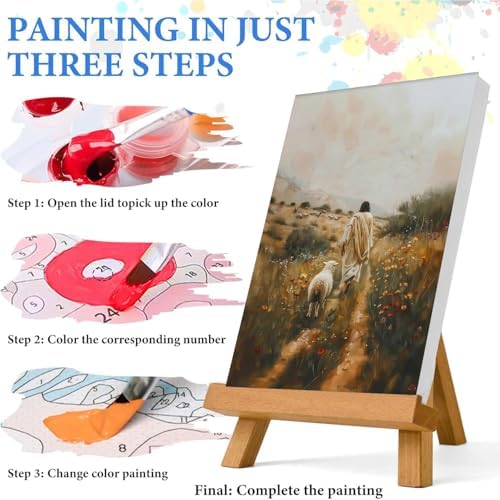 Jesus Paint by Numbers Kit for Adults Framed Canvas 12X16 in, Frameworkless