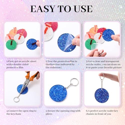 WILLBOND 24 Set Acrylic Keychain Blanks Set Clear Acrylic Ornaments,24