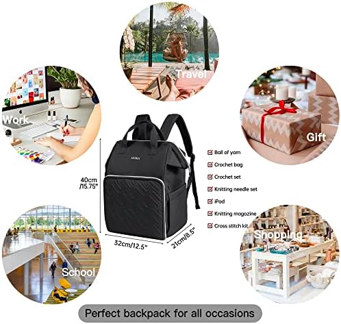 Leudes Crochet Bag Backpack for Yarn Storage Tote Travel Large Knitting Bag