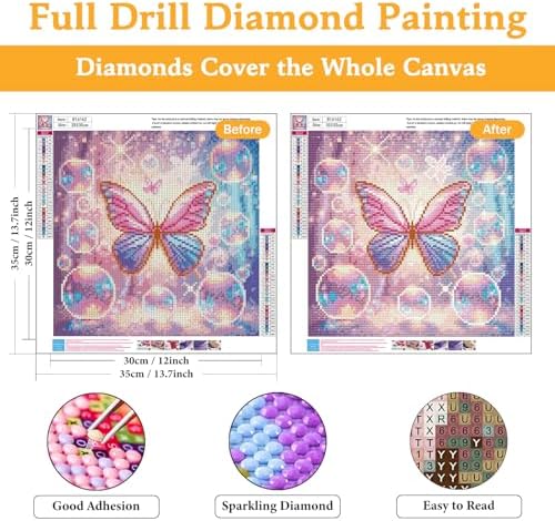 Diamond Art Kits for Adults & Beginners, Butterfly Diamond Painting Kit