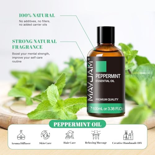 MAYJAM Peppermint Essential Oil for Diffuser Skin Hair Care, 3.38FL.OZ