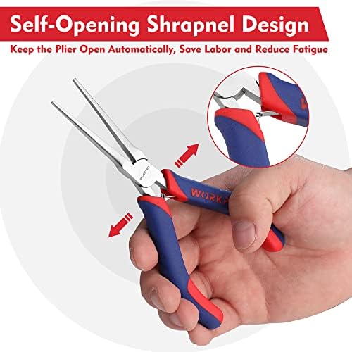 WORKPRO 6" Needle Nose Pliers (Smooth Jaw), Mini Long Nose Pliers with Comfort Grip Handles, Jewelry Pliers for Wire Wrapping, Crafts, Jewelry Making Supplies, 6" 1PC