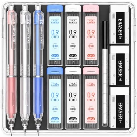 Four Candies Cute Mechanical Pencil Set, 3-Pack 0.9mm