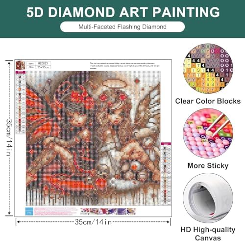 Zythron Diamond Art Kits for Adults,Angels and Demons Diamond Painting Kits