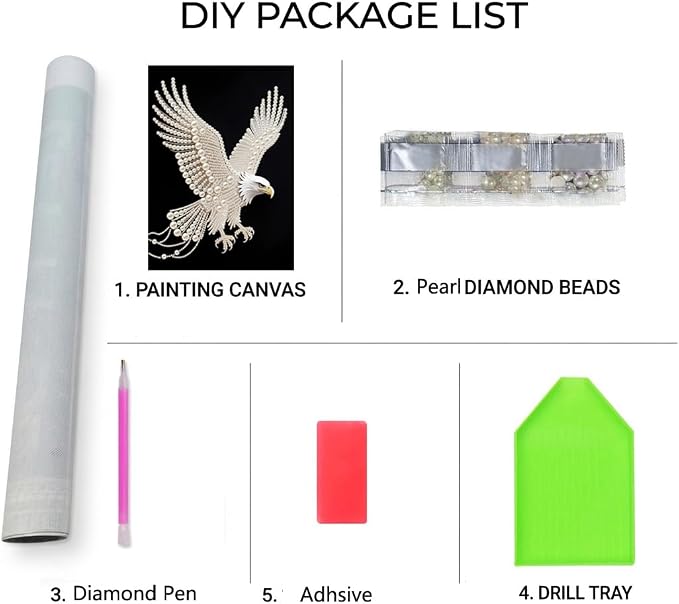 Morudeor Eagle Diamond Art Pearl Painting Kits for Adults,Special Shape Diamond Art Kits for Animal Birds, DIY 3D Plastic Pearl Painting Kit for Home Decoration 12 × 16 inch