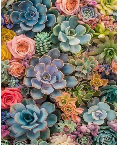Amaieuin Succulent Paint by Numbers Kits for Adults,Canvas Paint by Numbers for Adults,Succulent Paint by Number Adult for Gifts and Home Wall 20x16in