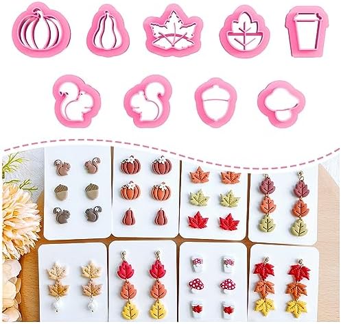 Keoker Fall Polymer Clay Cutters - Maple Leaf Shapes for Earrings, 9 Autumn Clay Earrings Cutters
