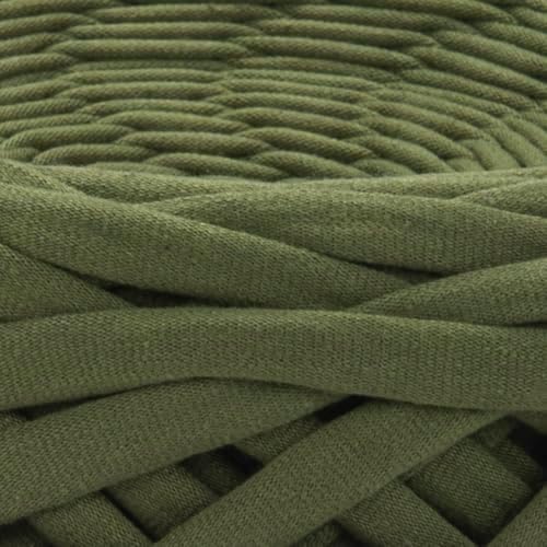 YARNART Cotton Elastic Fabric Spaghetti Premium T-Shirt Knitting Yarn for Bag Basket Cushion Crocheting Projects and Home Decor, Super Bulky (Pack of 1) (7358)