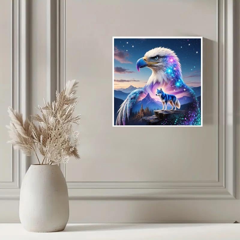 KYOQFVN Eagle Diamond Art Kits for Adults, 5D DIY Diamond Painting Kits for Adults, Full Drill Paintings Pictures Arts Wall Decor Painting Dots Kits 14×14inch