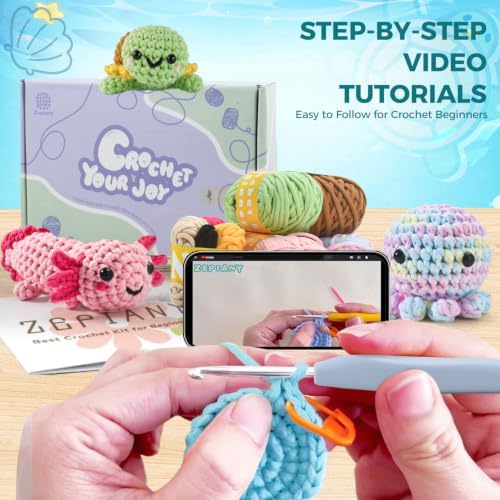 Zummipals Crochet Kit for Beginners Crochet Set w Step-by-Step Video Guides