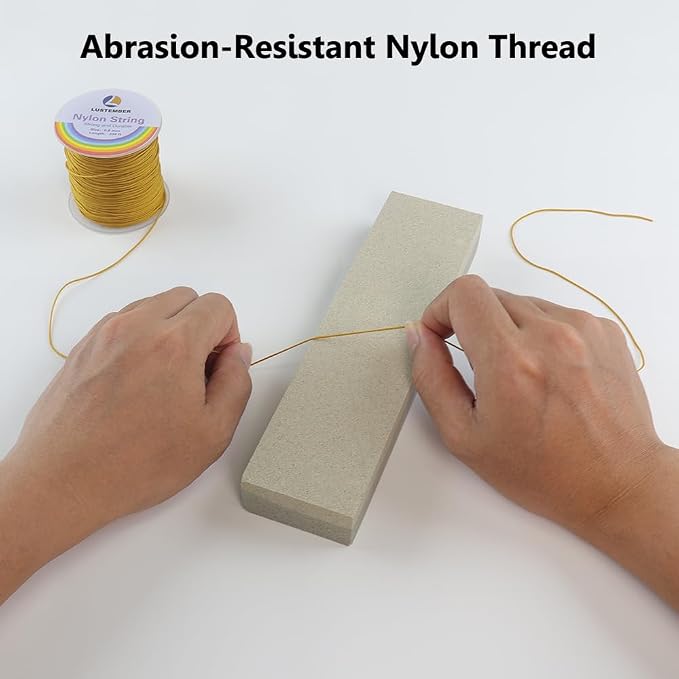 LUSTEMBER 0.8mm Nylon String, Strong Bracelet String, Durable Nylon Cord for Jewelry Making, Bracelets, Beading, Necklaces, Rattail Braiding, Kumihimo, Wind Chimes, Blinds and Handicrafts