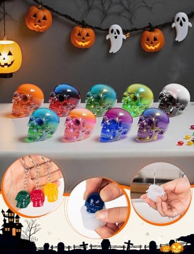 12 PCS Mini Skull Resin Molds, Little Skull Molds 12 Pcs Key Ring Accessory