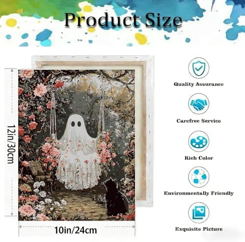 Halloween Paint by Numbers Kit for Adults-Ghost,DIY Oil Painting 10x12In