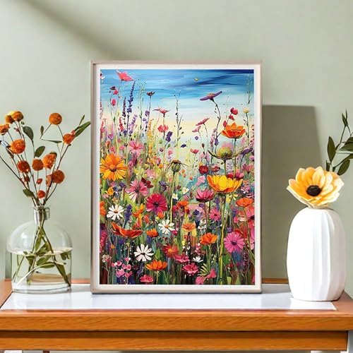 HITIRECOVI Wild Flowers Paint by Numbers Kits for Adults,Flower Paint by Numbers Kits,Adult Paint by Number Kits on Canvas Flowers,Home Wall Decor(16x20in)