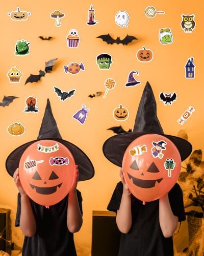 300 PCS Halloween Pumpkin Stickers,Waterproof Vinyl Water Bottle Stickers | Halloween Treats Non Candy, Party Favors Gifts, Goodie Bags Stuffers, Halloween Prizes, Laptop Sticker for Kids Teens Adults