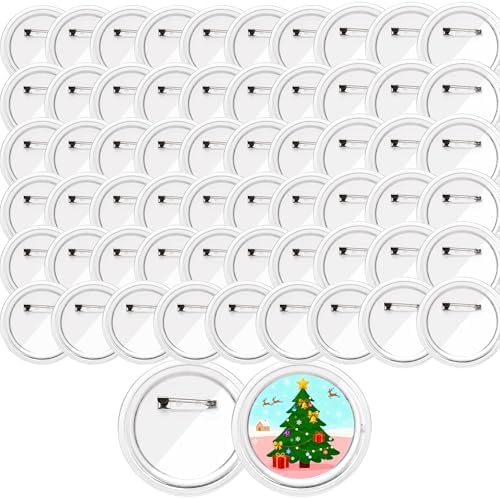 60 Pcs 2.3 inch Clear Acrylic Button Pins for Crafts Bulk Blank Pins for DIY Photo Picture Make Your Own Buttons Badge Maker Supplies