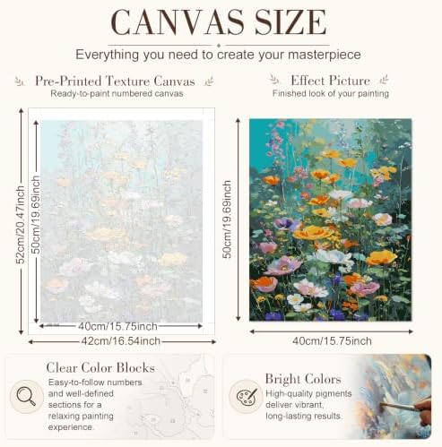 TELMOXA Wildflowers Paint by Numbers Kit for Adults, 16x20 in