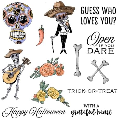Skeleton Happy Halloween Clear Stamps and Die Cuts Sets for DIY Card Making