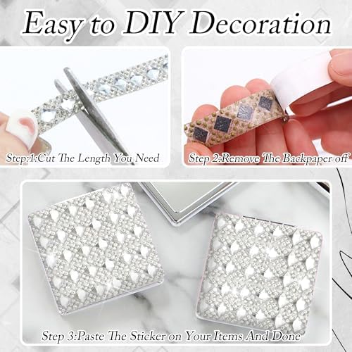 White Glass Gems Rhinestone Ribbon Roll 1 CM Wide Rhinestone Wrap