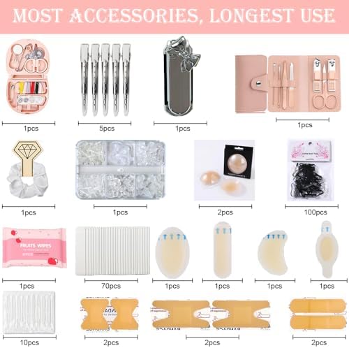 Emergency Kit for Women – Mini Emergency Kit with 50+ Bridal Suit Essentials, Purse Essentials Kit, Wedding Day Survival Kit, Emergency Bride Kit, Women’s Emergency Kit, Wedding Survival Kit