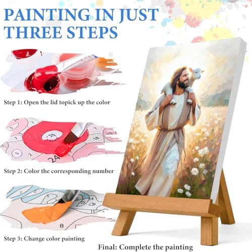 Jesus Paint by Numbers Kit for Adults Framed Canvas 12X16 in, Frameworkless