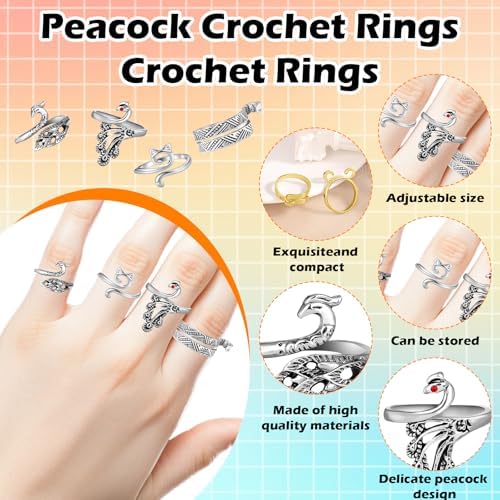 4pcs Knitting Crochet Loop Ring for Fingers Metal Open Yarn Guide Crochet Rings