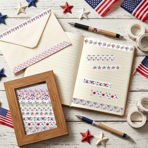 Patriotic Flower Washi Tape Strong Adhesion for Gift Wrapping