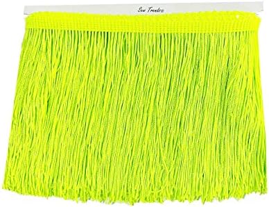 10 Yards of 4" Long Chainette Fringe Thread Yarn Tassel Trim Braid Fringe for Crafts Sewing and Decor-Neon Green
