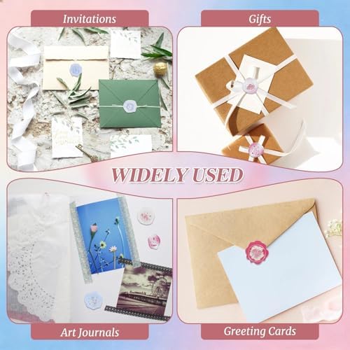 Pre-Made PVC Envelope Seal Stickers, Waterproof Self-Adhesive Stickers for Wedding Invitations, Birthday Gift Wrapping, Scrapbook & Journal Decoration (60PCS Rose Theme)