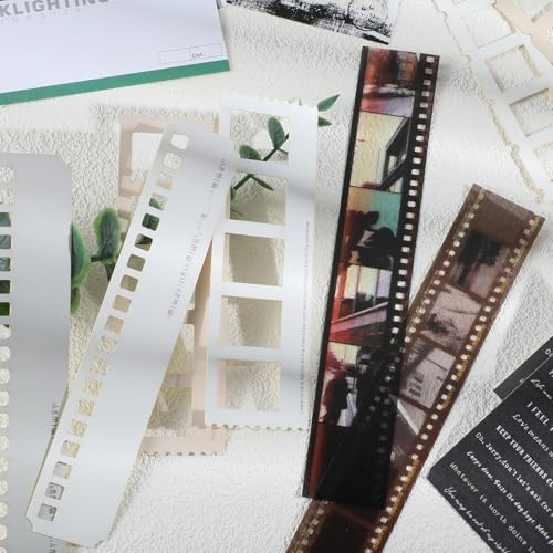 94Pcs Vintage Photo Themed Scrapbooking Kits, Movie Film Scrapbook Kit for Film Stickers and Journaling Supplies , Waterproof Album Tape Stickers for Journal Collage, Planner, DIY Craft Collage Album