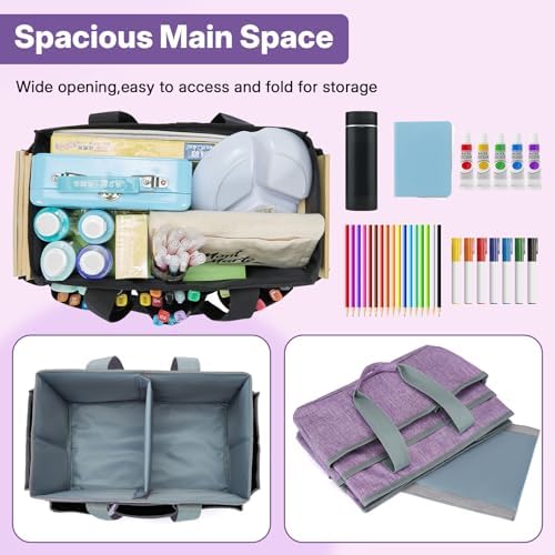 Craft Organizer Tote Bag, Art Storage Caddy with Multiple Pockets