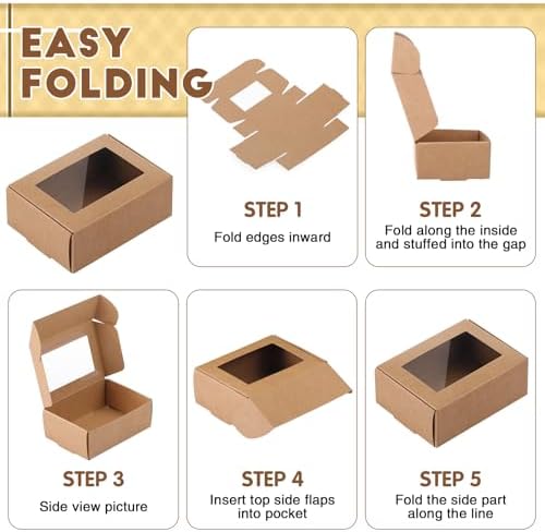 Zonon 60 Pcs Mini Kraft Soap Boxes with Window Homemade,Kraft Color